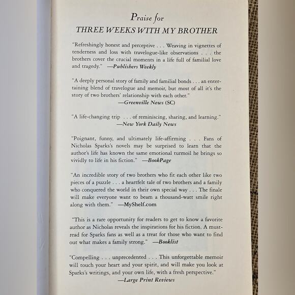 Three Weeks with My Brother by Nicholas Sparks Paperback Book - Picture 3 of 9